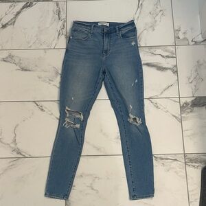 Abercrombie & Fitch Light Blue Distressed Skinny Jeans